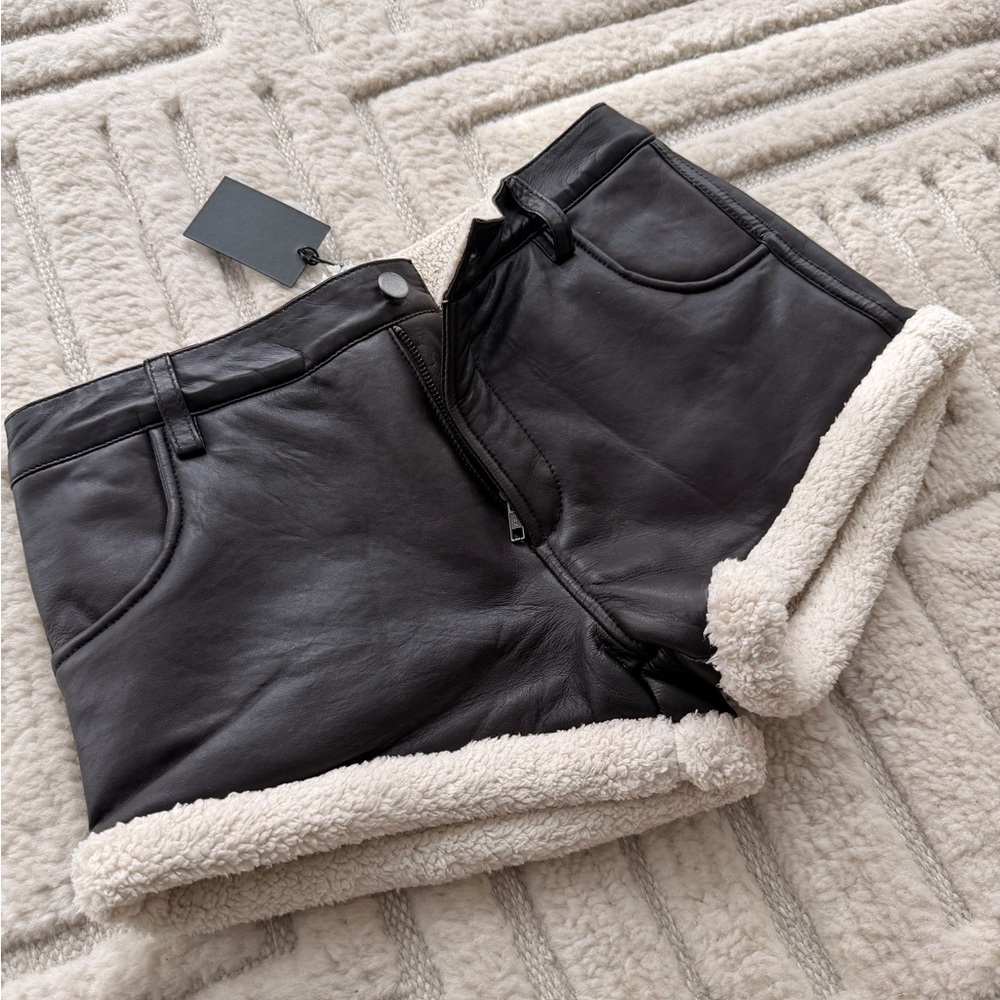 Understated Leather Faux Shearling Leather Shorts Vintage Brown Size S NWT - Picture 2 of 8